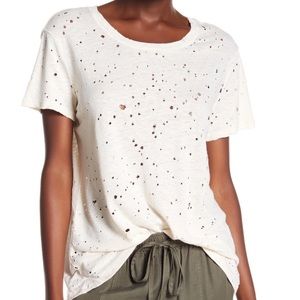 Michael Stars Distressed White Crewneck Tee